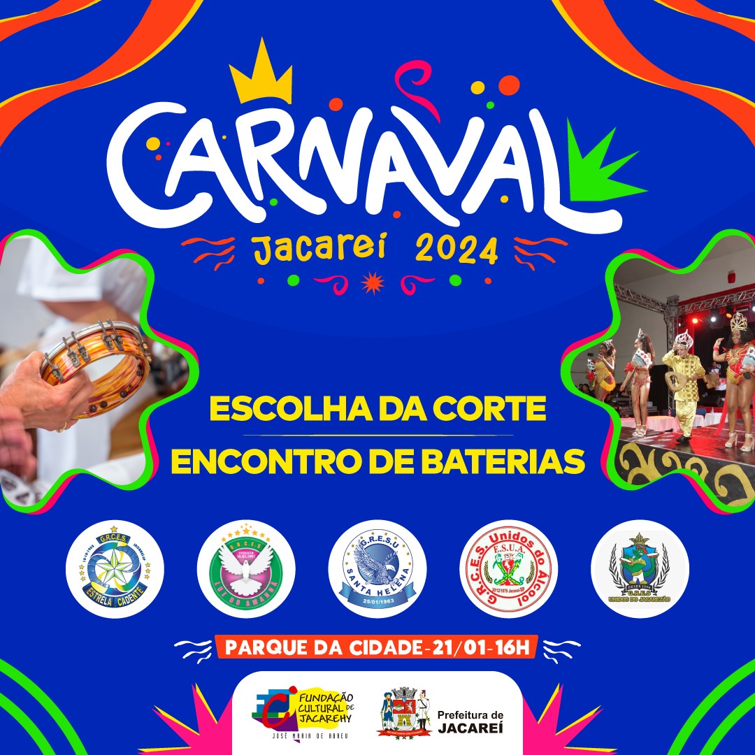Carnaval 2024: Jacareí abre programação carnavalesca com a Escolha da Corte e Encontro de Baterias 