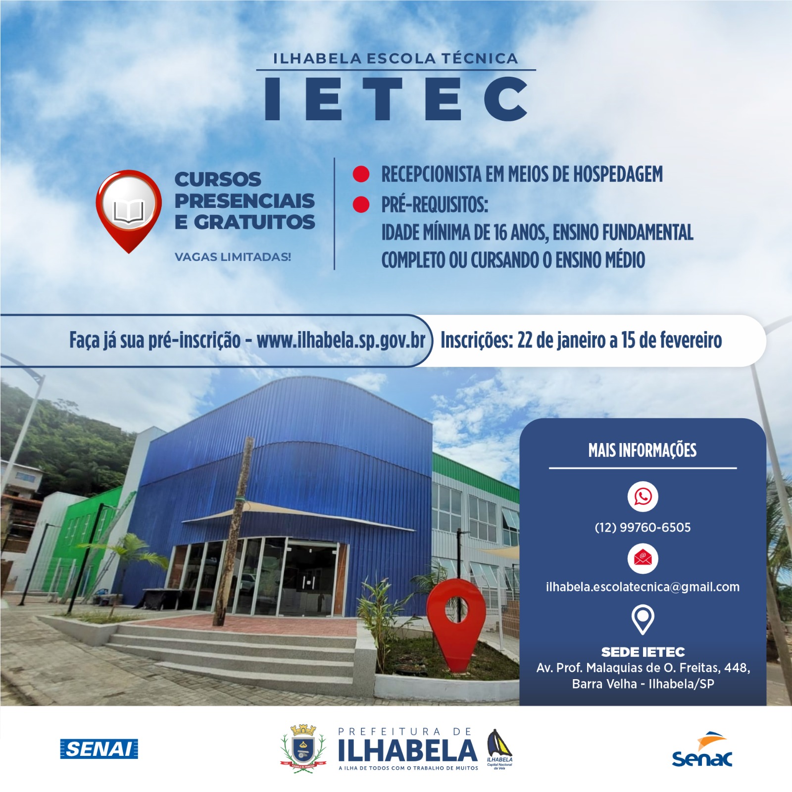 Ilhabela Escola Técnica abre pré-inscrições para curso de Recepcionista em Meios de Hospedagem